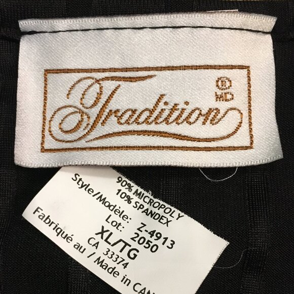 Vintage Tradition Canadian Made Black Stretchy Ribbed Referee T-Shirt - Picture 8 of 14